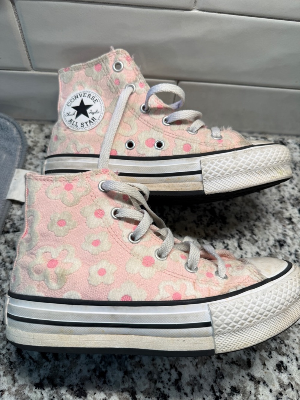 Converse Kids Pink Floral High Top Sneakers